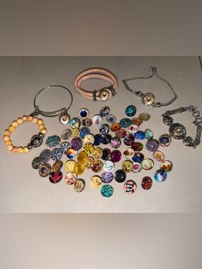 Collection of Ginger Snap bracelets and 60 interchangeable snaps
